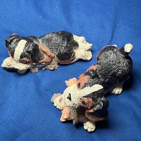 1993 Kathy Wise playful puppy ceramics set of 2 vintage decor collectibles - Picture 3 of 5